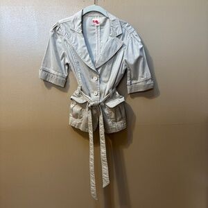 Forever 21 Short Sleeve Tan Belted Utility Jacket Size M